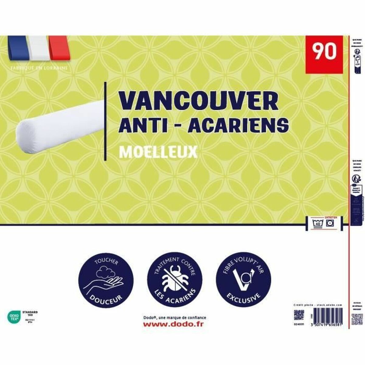 Spilvens DODO Vancouver Balts 90 cm Pretputekļu ērcīšu līdzeklis